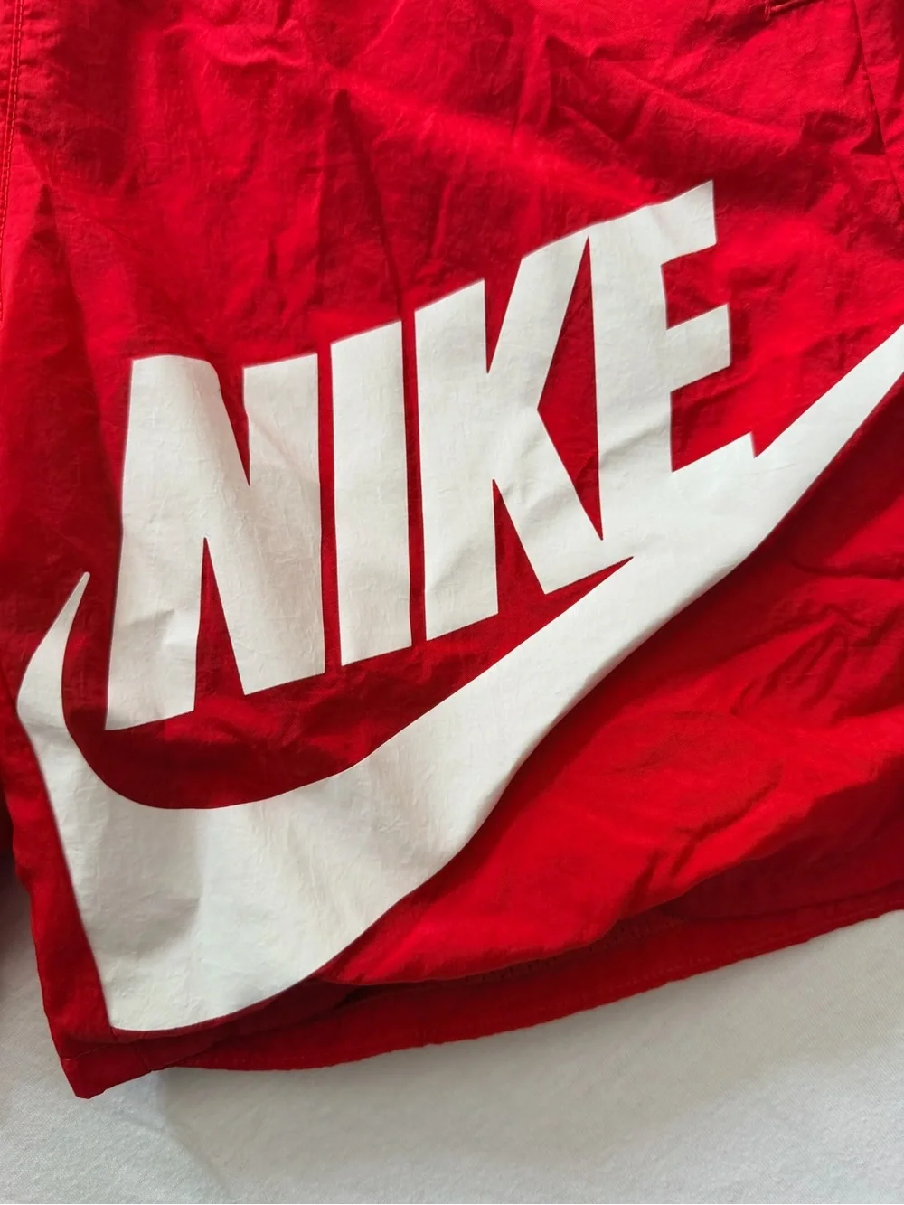 Nike Boys Red White Swoosh Logo Activewear Athletic Shorts Size Large (L)